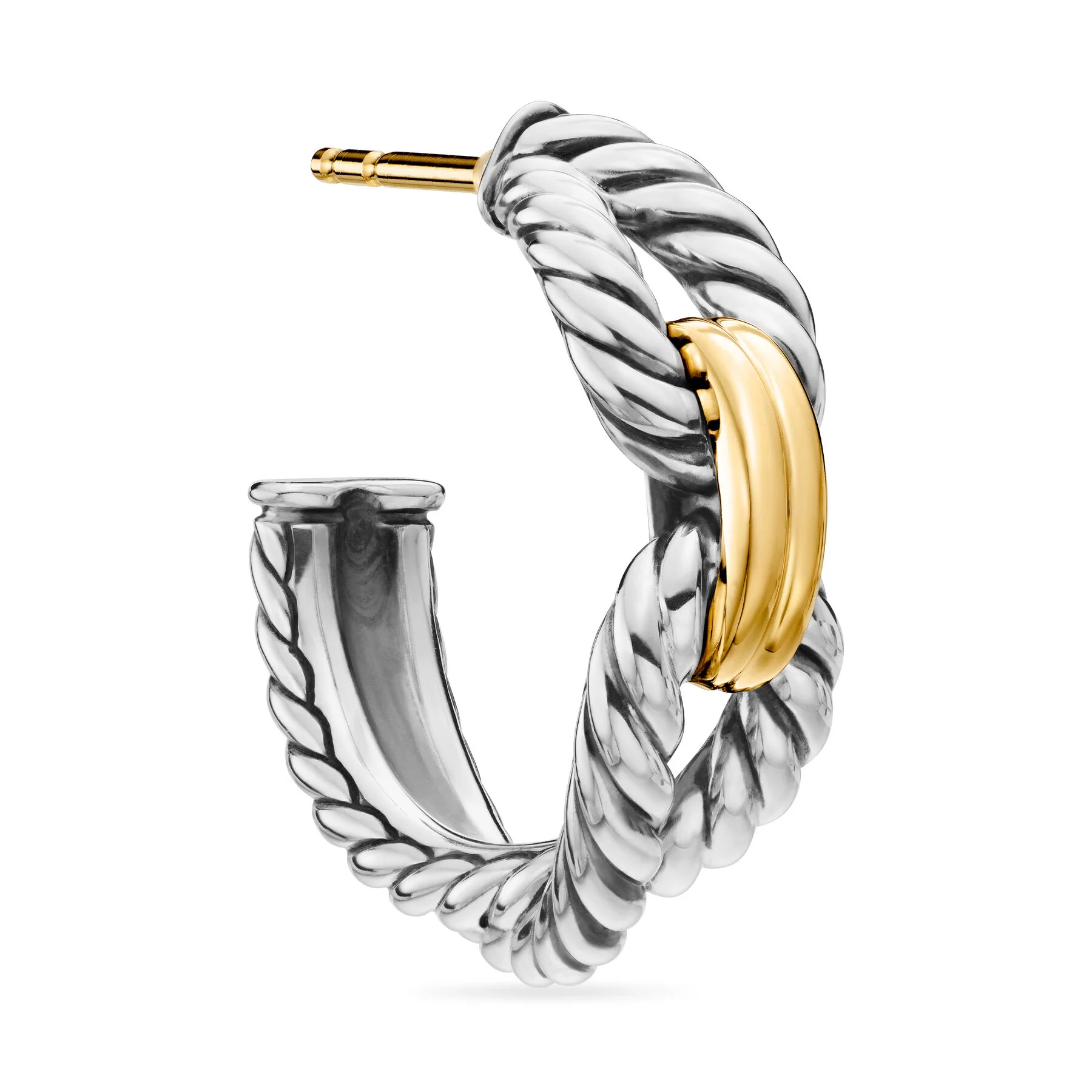 David Yurman Cable Loop Earring in Silver and 18-Karat Yellow Gold - Image 4