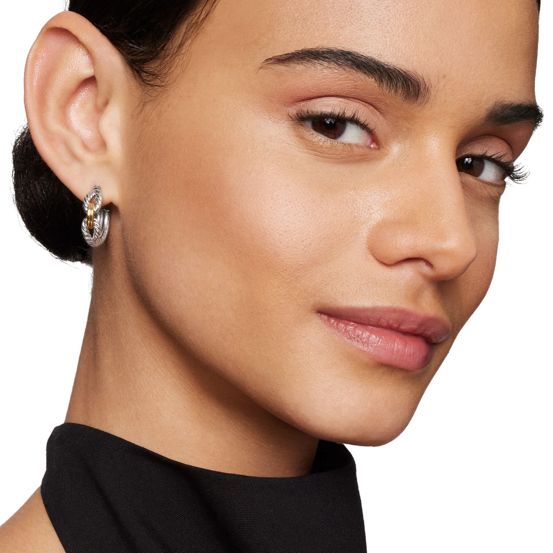 David Yurman Cable Loop Earring in Silver and 18-Karat Yellow Gold - Image 5