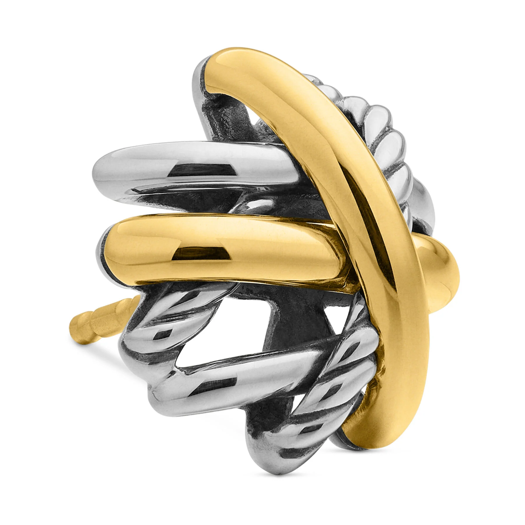 David Yurman The Crossover® Collection Earring in Silver and 18-Karat Yellow Gold - Image 3