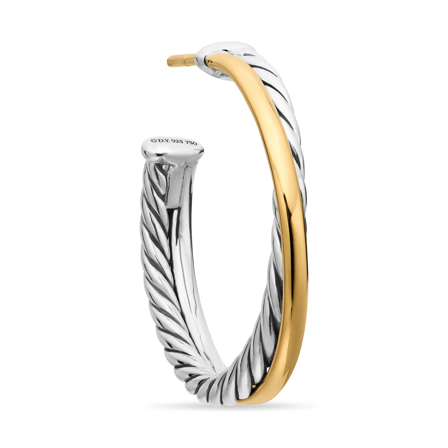 David Yurman The Crossover® Collection Earring in Silver and 18-Karat Yellow Gold - Image 3