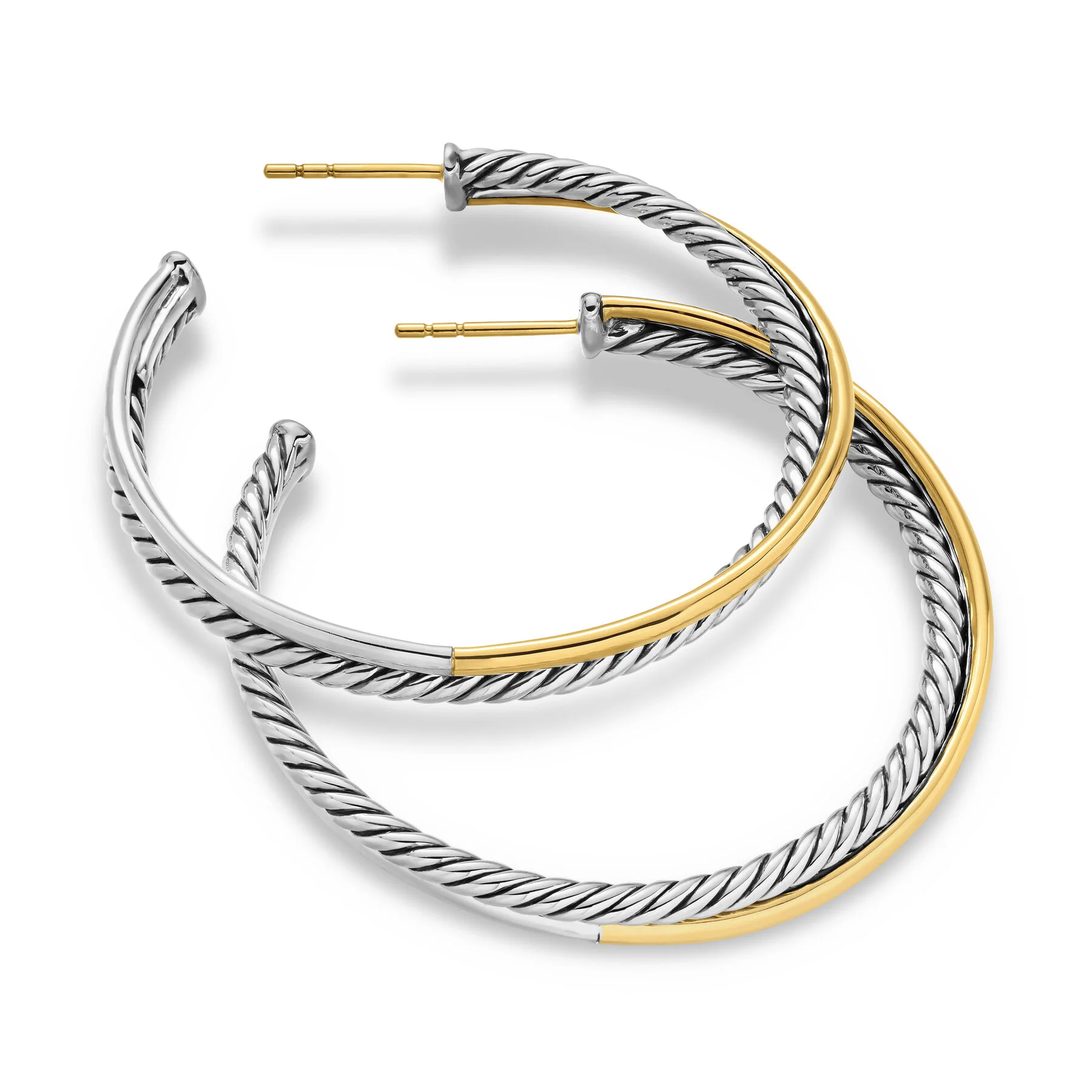 David Yurman The Crossover® Collection Earring in Silver and 18-Karat Yellow Gold - Image 3