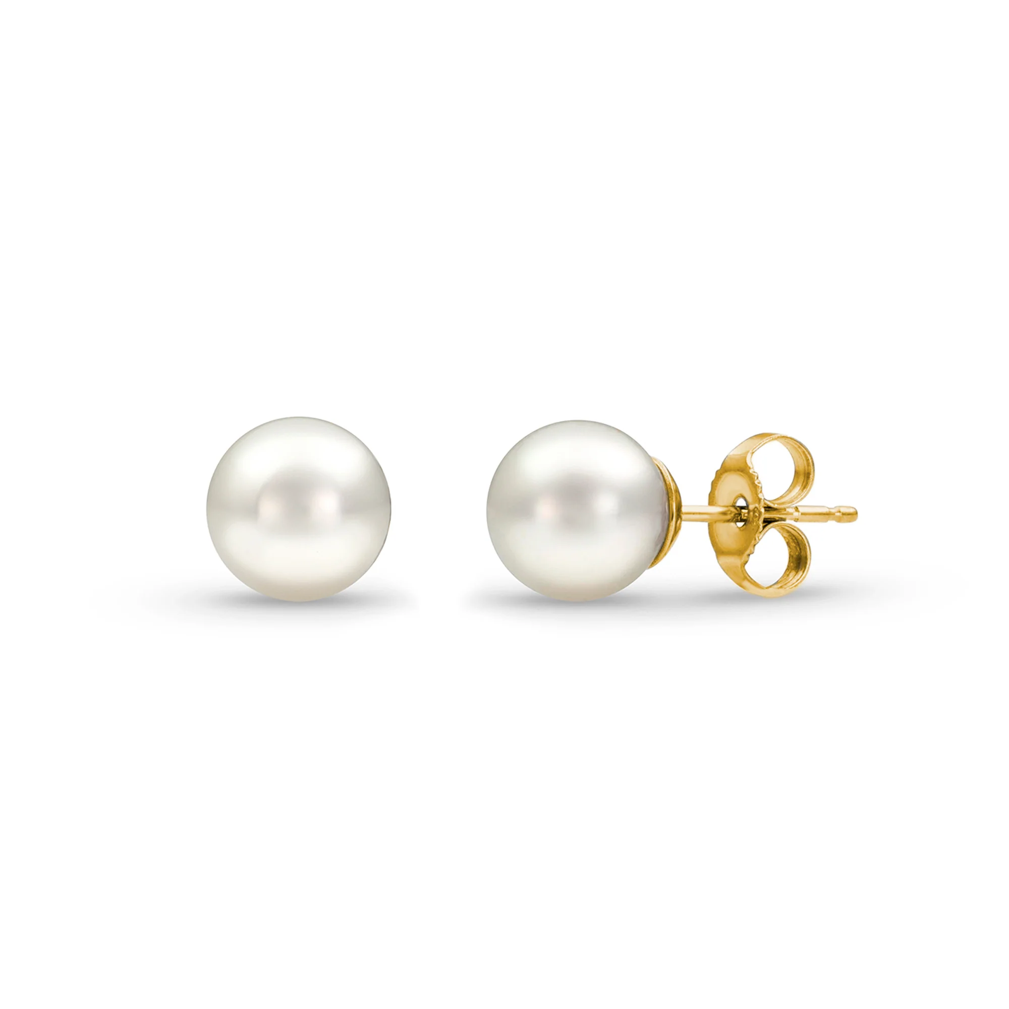 Sabel Collection 14K Yellow Gold Pearl Stud Earrings - Image 2