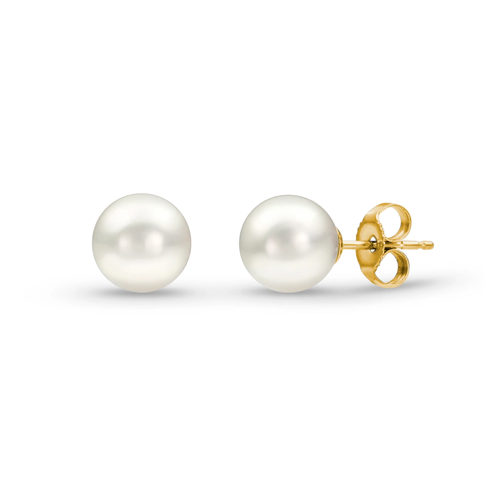 Sabel Collection 14K Yellow Gold Pearl Stud Earrings - Image 3