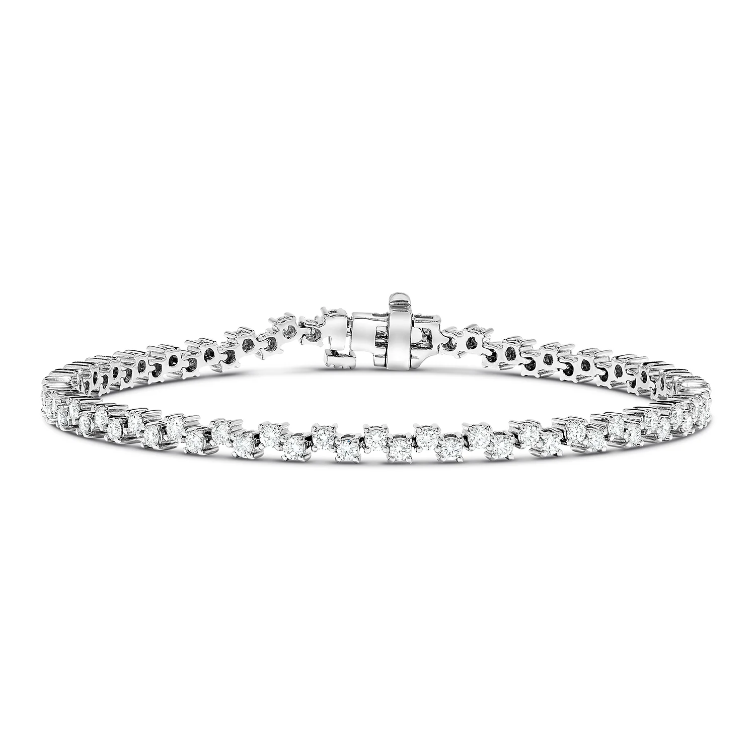 Sabel Collection 18K White Gold Round Diamond Zig-Zag Tennis Bracelet