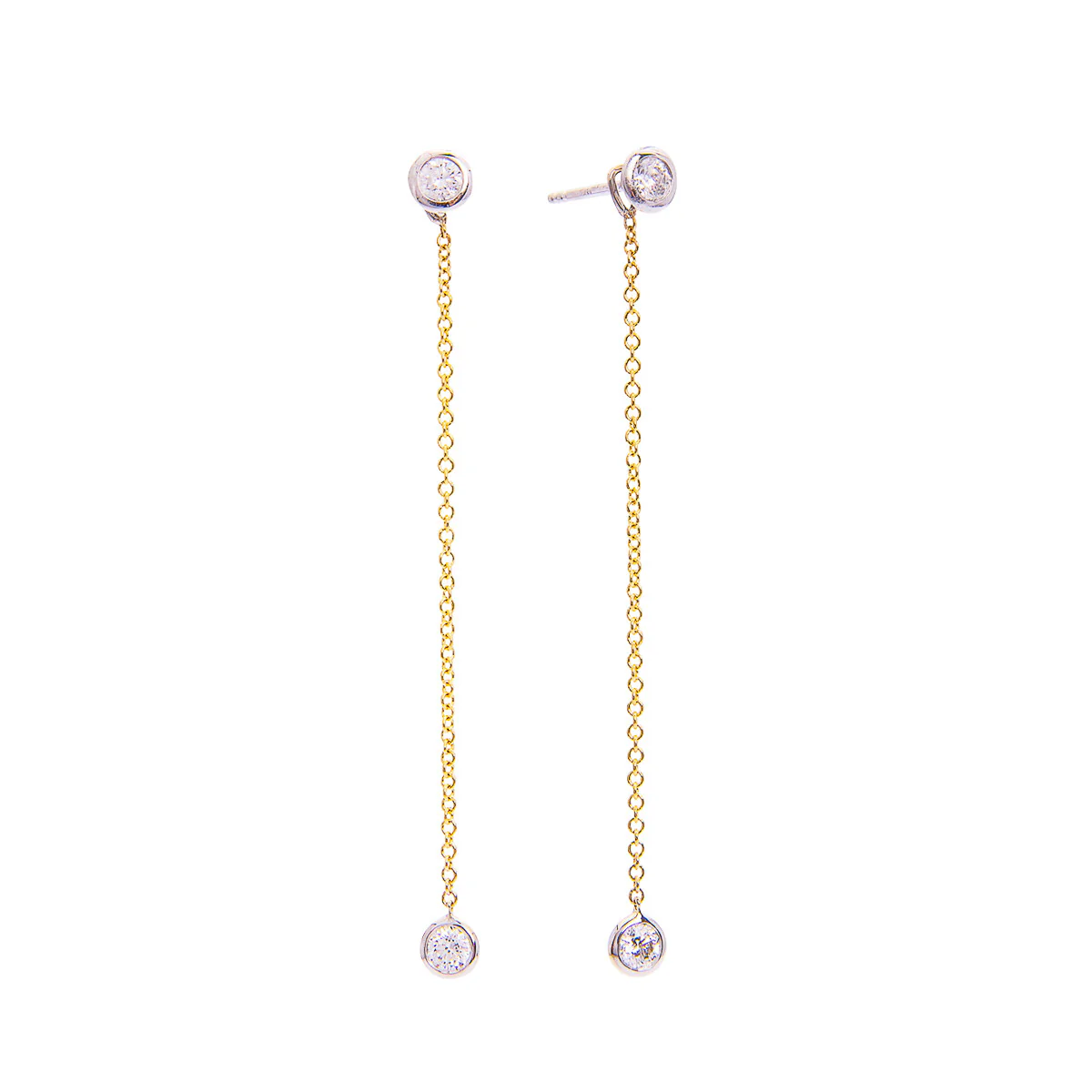 Sabel Collection 18K Yellow and White Gold Chain Diamond Drop Earrings in .60cttw