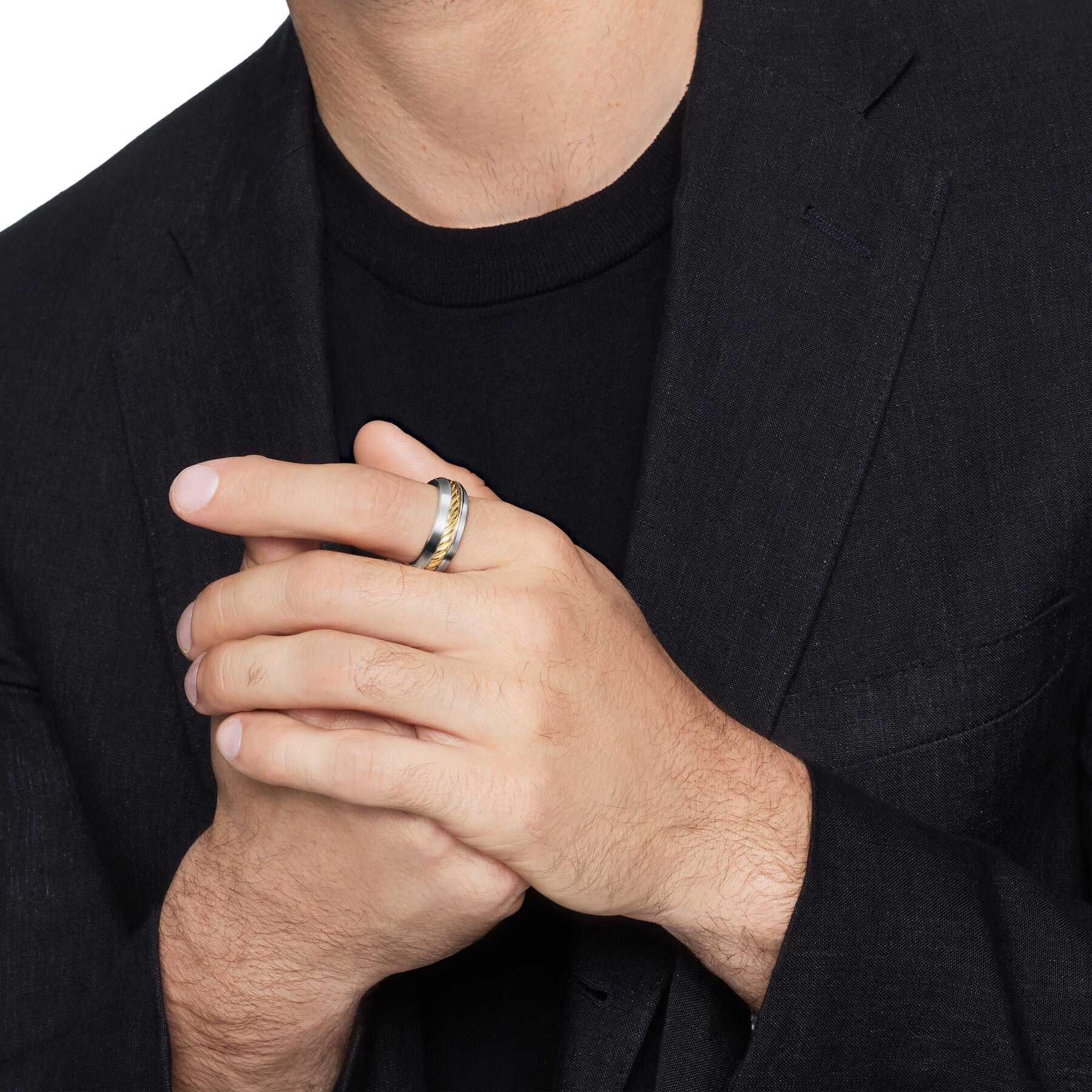 David Yurman The Sculpted Cable Collection Ring in Silver and 18-Karat Yellow Gold - Image 5