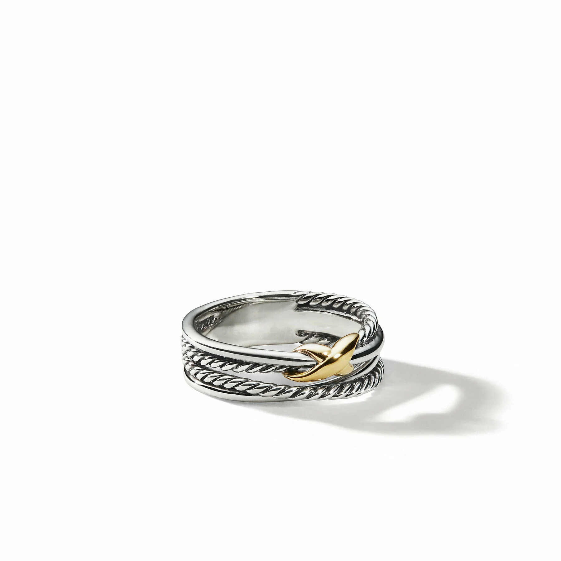 David Yurman The X Collection Ring in Silver and 18-Karat Yellow Gold