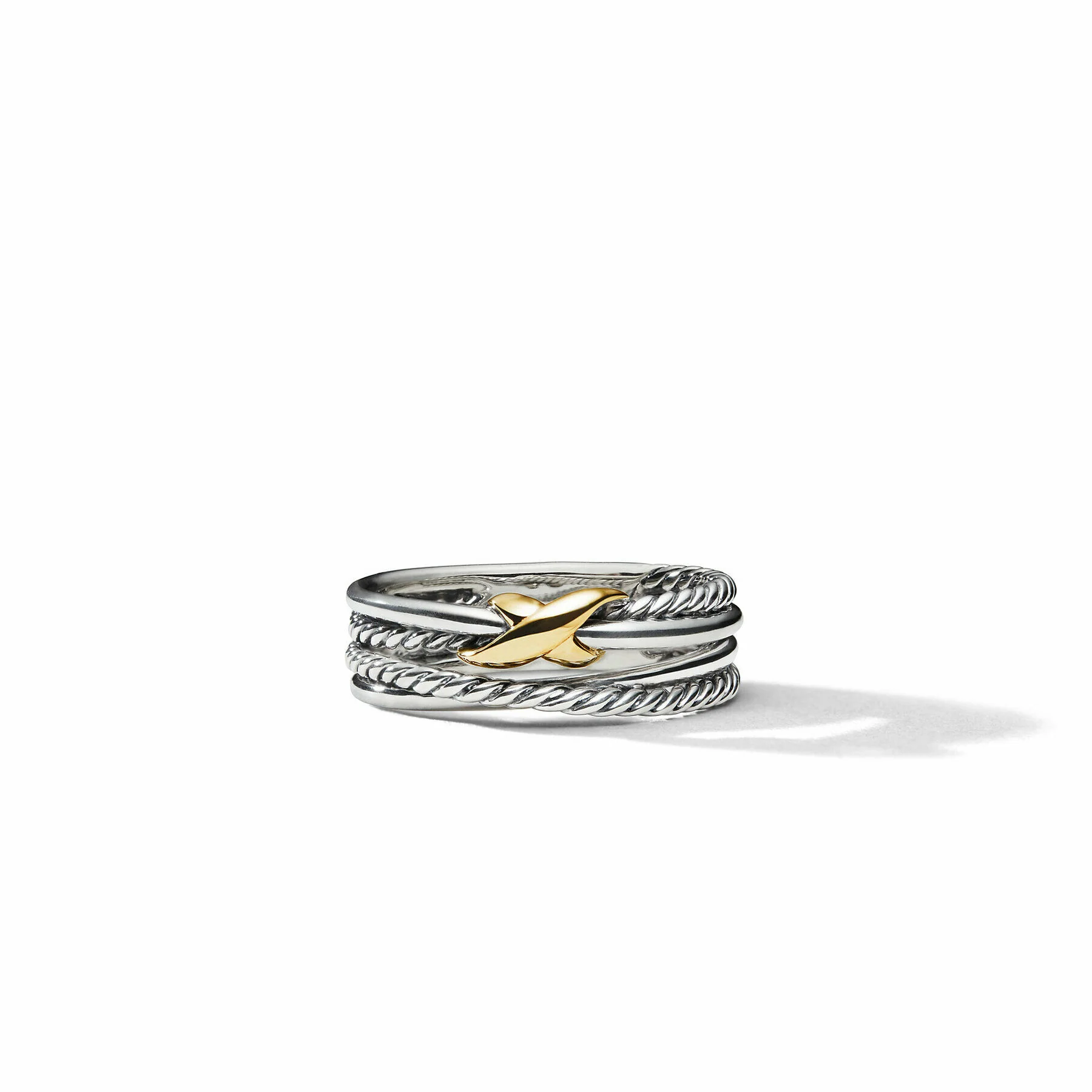 David Yurman The X Collection Ring in Silver and 18-Karat Yellow Gold - Image 2