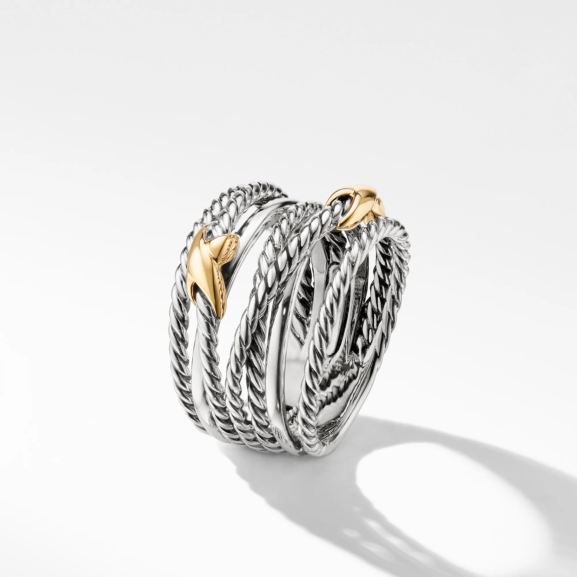 David Yurman The X Collection Ring in Silver and 18-Karat Yellow Gold - Image 3