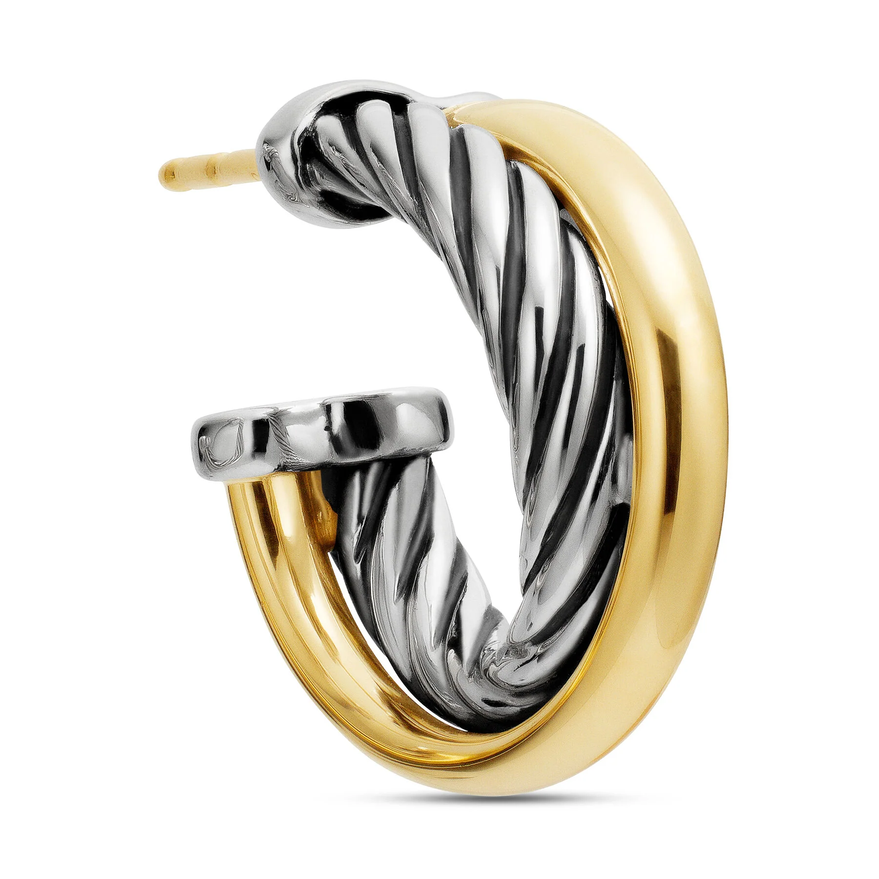 David Yurman The Crossover® Collection Earring in Silver and 18-Karat Yellow Gold - Image 4