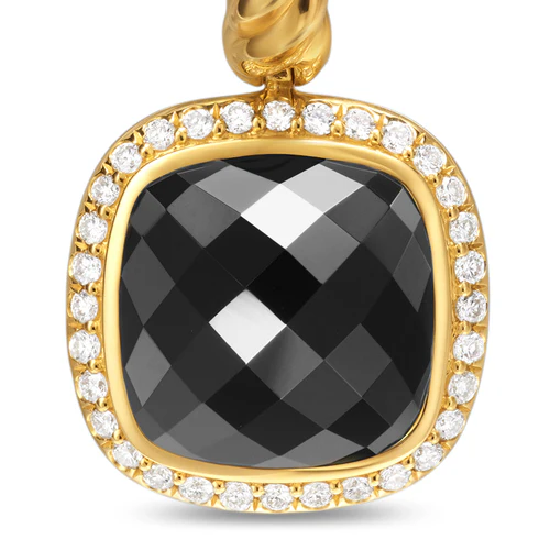 Albion Drop Earrings in 18K Yellow Gold with Black Onyx and Diamonds, 10mm - Image 4