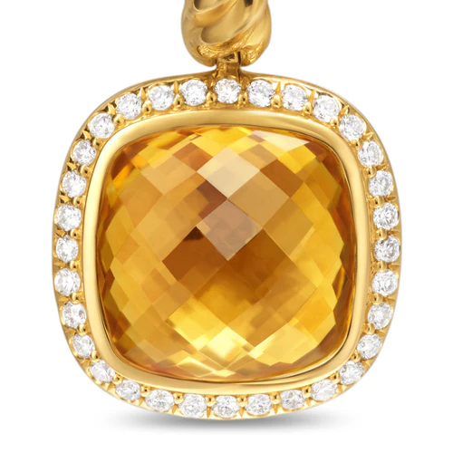 Albion Drop Earrings in 18K Yellow Gold with Citrine and Diamonds, 10mm - Image 4