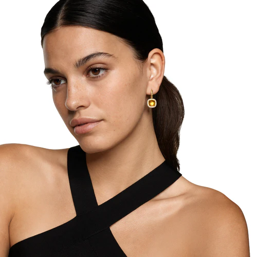 Albion Drop Earrings in 18K Yellow Gold with Citrine and Diamonds, 10mm - Image 5