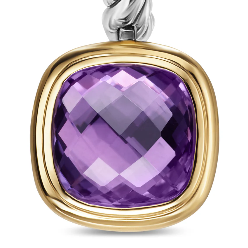 Albion Drop Earrings in Sterling Silver with 18K Yellow Gold and Amethyst, 10mm - Image 3