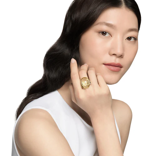 Albion Oval Ring in Sterling Silver with 18K Yellow Gold and Champagne Citrine, 21mm, Size 7 - Image 5