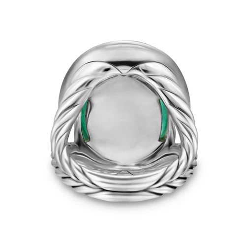 Albion Oval Ring in Sterling Silver with Lagoon Orchid and Diamonds, 21mm - Image 4