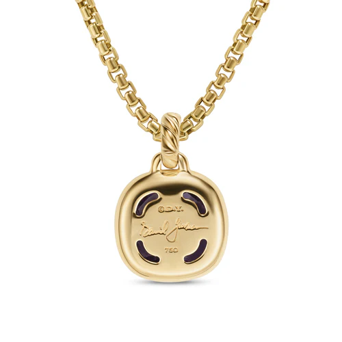 Albion Pendant in 18K Yellow Gold with Amethyst and Diamonds, 11mm - Image 2