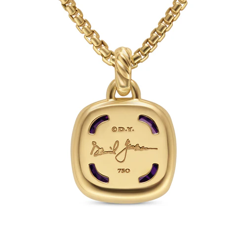 Albion Pendant in 18K Yellow Gold with Amethyst and Diamonds, 15mm - Image 2