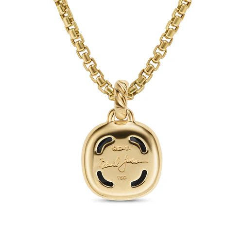 Albion Pendant in 18K Yellow Gold with Black Onyx and Diamonds, 11mm - Image 2