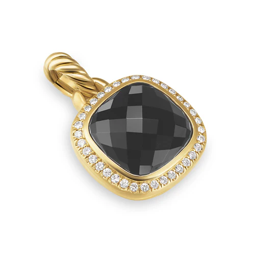 Albion Pendant in 18K Yellow Gold with Black Onyx and Diamonds, 11mm - Image 3