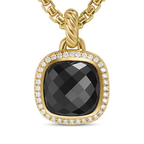 Albion Pendant in 18K Yellow Gold with Black Onyx and Diamonds, 11mm - Image 4