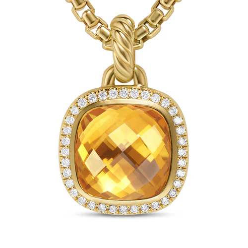 Albion Pendant in 18K Yellow Gold with Citrine and Diamonds, 11mm - Image 2