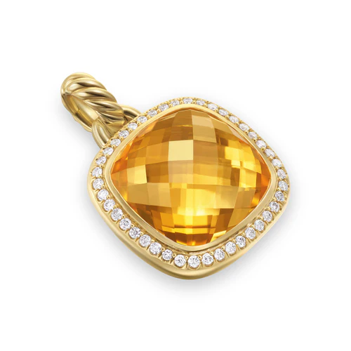 Albion Pendant in 18K Yellow Gold with Citrine and Diamonds, 15mm - Image 3