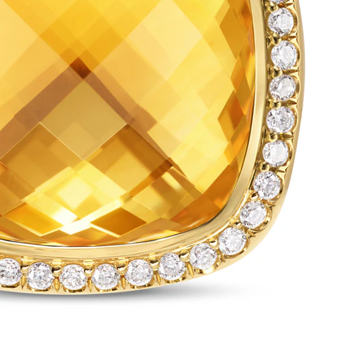 Albion Pendant in 18K Yellow Gold with Citrine and Diamonds, 15mm - Image 4