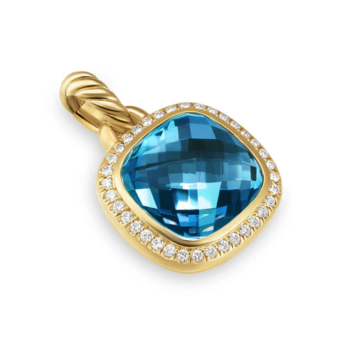 Albion Pendant in 18K Yellow Gold with Hampton Blue Topaz and Diamonds, 11mm - Image 3