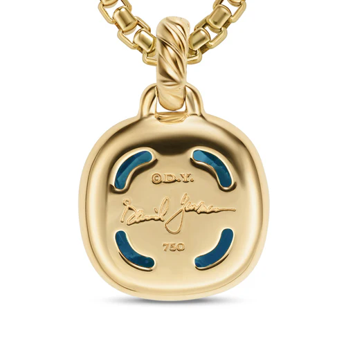 Albion Pendant in 18K Yellow Gold with Hampton Blue Topaz and Diamonds, 11mm - Image 5