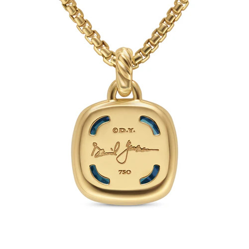 Albion Pendant in 18K Yellow Gold with Hampton Blue Topaz and Diamonds, 15mm - Image 2