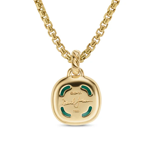 Albion Pendant in 18K Yellow Gold with Malachite and Diamonds, 11mm - Image 2