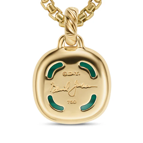 Albion Pendant in 18K Yellow Gold with Malachite and Diamonds, 11mm - Image 5