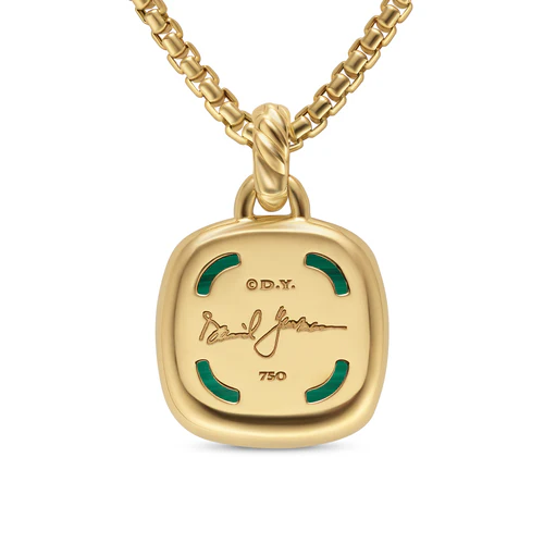 Albion Pendant in 18K Yellow Gold with Malachite and Diamonds, 15mm - Image 2