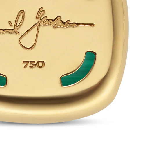 Albion Pendant in 18K Yellow Gold with Malachite and Diamonds, 15mm - Image 5