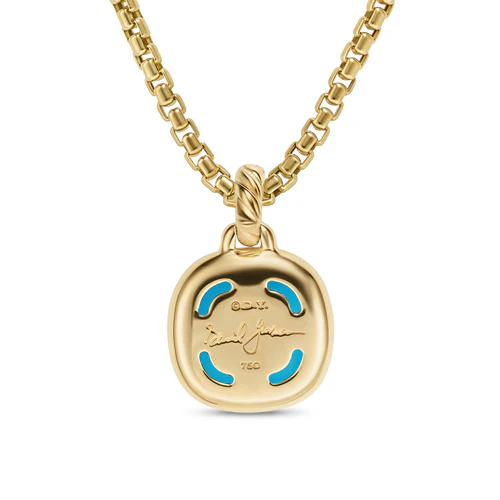 Albion Pendant in 18K Yellow Gold with Turquoise and Diamonds, 11mm - Image 2
