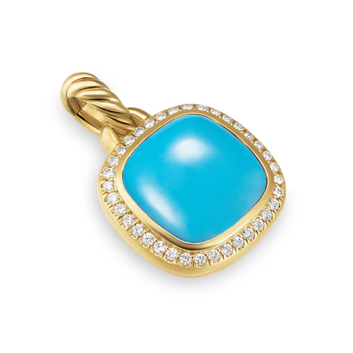 Albion Pendant in 18K Yellow Gold with Turquoise and Diamonds, 11mm - Image 3