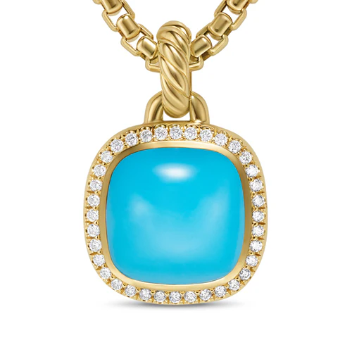 Albion Pendant in 18K Yellow Gold with Turquoise and Diamonds, 11mm - Image 4