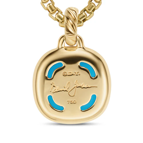 Albion Pendant in 18K Yellow Gold with Turquoise and Diamonds, 11mm - Image 5