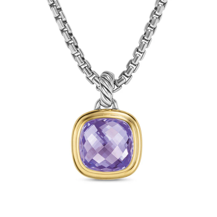 Albion Pendant in Sterling Silver with 18K Yellow Gold and Amethyst, 11mm - Image 2