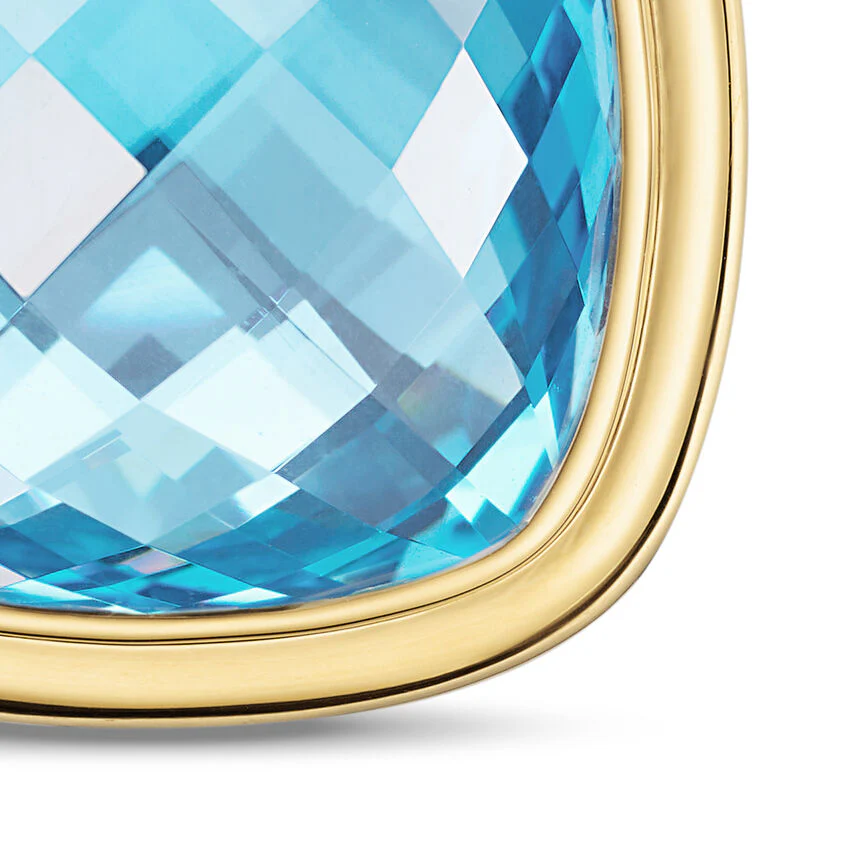 Albion Pendant in Sterling Silver with 18K Yellow Gold and Blue Topaz, 15mm - Image 3