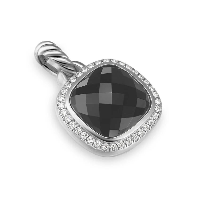 Albion Pendant in Sterling Silver with Black Onyx and Diamonds, 11mm