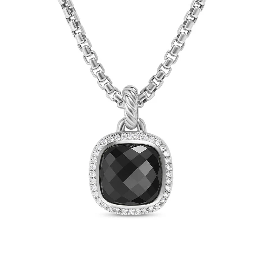 Albion Pendant in Sterling Silver with Black Onyx and Diamonds, 11mm - Image 2