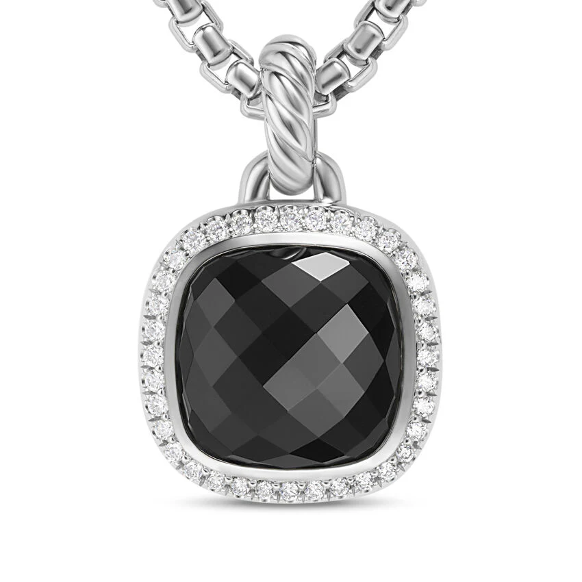 Albion Pendant in Sterling Silver with Black Onyx and Diamonds, 11mm - Image 3