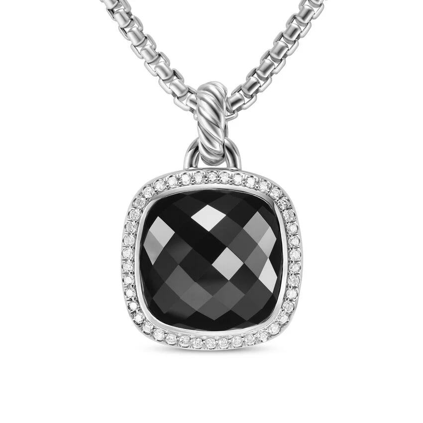 Albion Pendant in Sterling Silver with Black Onyx and Diamonds, 15mm - Image 2