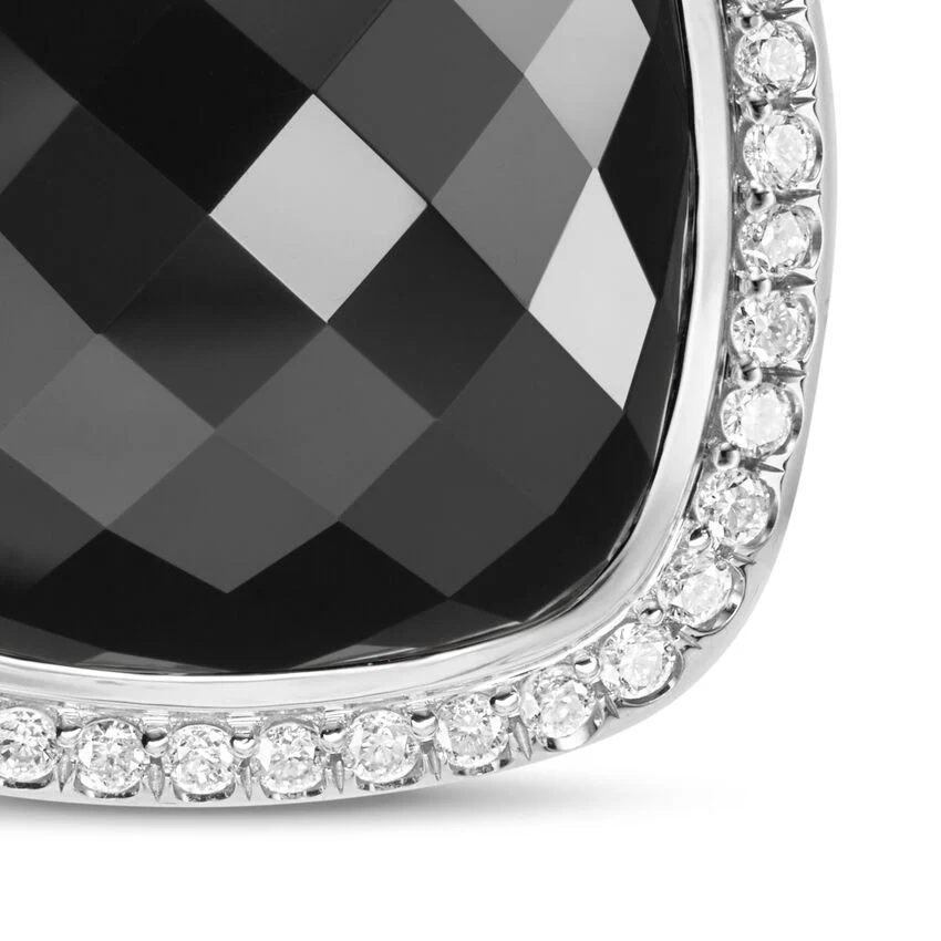 Albion Pendant in Sterling Silver with Black Onyx and Diamonds, 15mm - Image 3