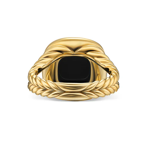 Albion Ring in 18K Yellow Gold with Black Onyx and Diamonds, 11mm, Size 6 - Image 3