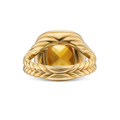 Albion Ring in 18K Yellow Gold with Citrine and Diamonds, 11mm, Size 7 - Image 3
