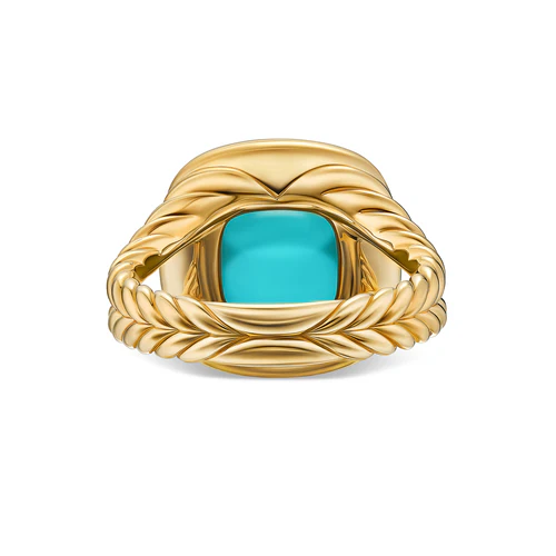 Albion Ring in 18K Yellow Gold with Turquoise and Diamonds, 11mm, Size 6 - Image 3