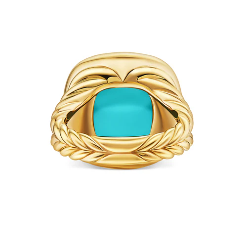 Albion Ring in 18K Yellow Gold with Turquoise and Diamonds, 15mm, Size 6 - Image 3